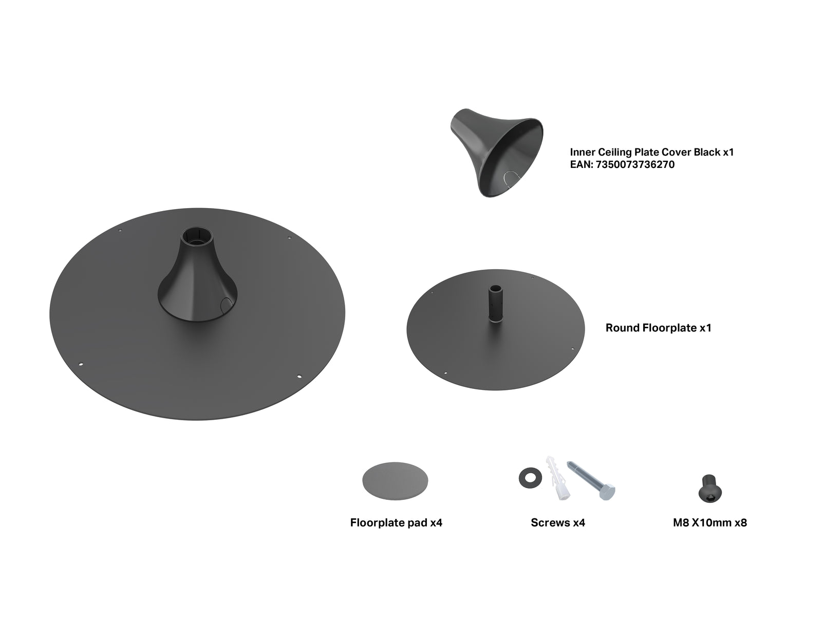 Multibrackets M Pro Series Round Floorplate | 7350105217593 Mounting Accessory Multibrackets