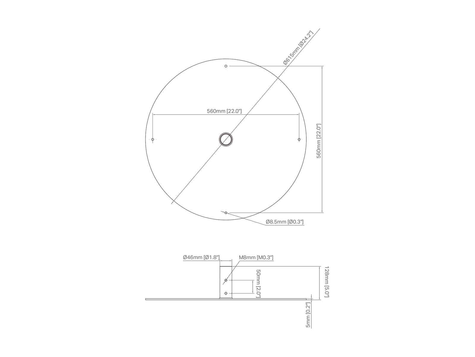 Multibrackets M Pro Series Round Floorplate | 7350105217593 Mounting Accessory Multibrackets
