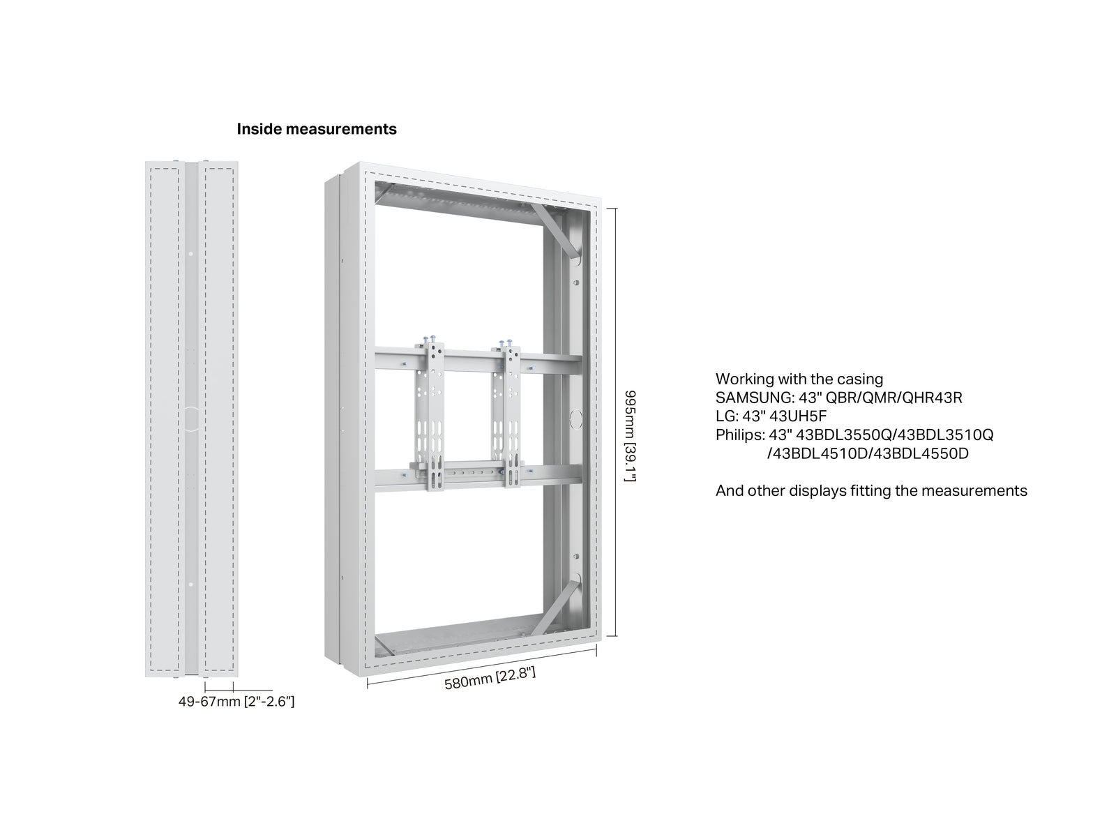 Multibrackets M Pro Series Enclosure 43" Medium B2B White Signage Display Enclosures Multibrackets