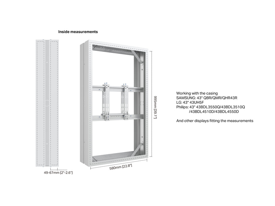 Multibrackets M Pro Series Enclosure 43" Medium B2B White Signage Display Enclosures Multibrackets