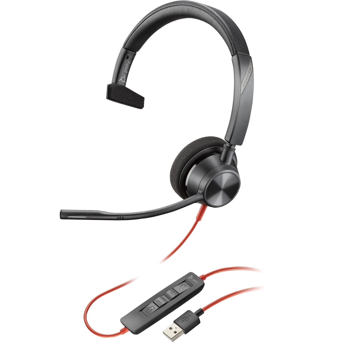 Poly Blackwire 3310 USB-A Wired On-ear Mono Headset | 767F7AA Headset Poly