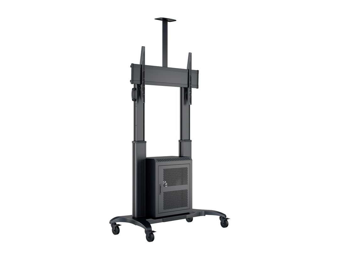 Multibrackets M Public Floorstand Dual Pillar 180 HD with AV Cabinet | For 60" - 100" Screens Mobile Trolley Multibrackets