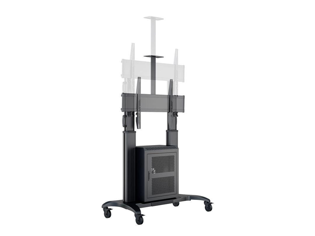 Multibrackets M Public Floorstand Dual Pillar 180 HD with AV Cabinet | For 60" - 100" Screens Mobile Trolley Multibrackets