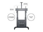Multibrackets M Public Floorstand Dual Pillar 180 HD with AV Cabinet | For 60" - 100" Screens Mobile Trolley Multibrackets