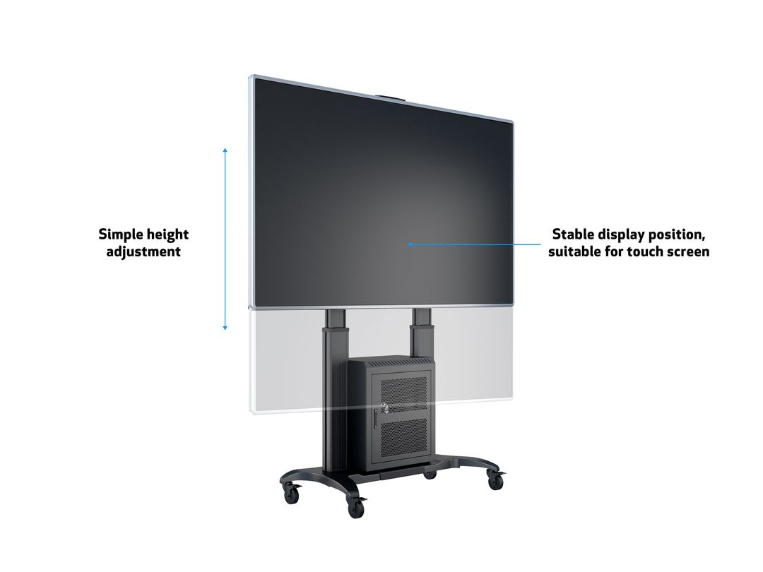 Multibrackets M Public Floorstand Dual Pillar 180 HD with AV Cabinet | For 60" - 100" Screens Mobile Trolley Multibrackets