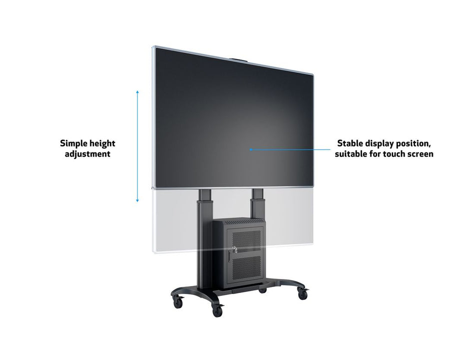 Multibrackets M Public Floorstand Dual Pillar 180 HD with AV Cabinet | For 60" - 100" Screens