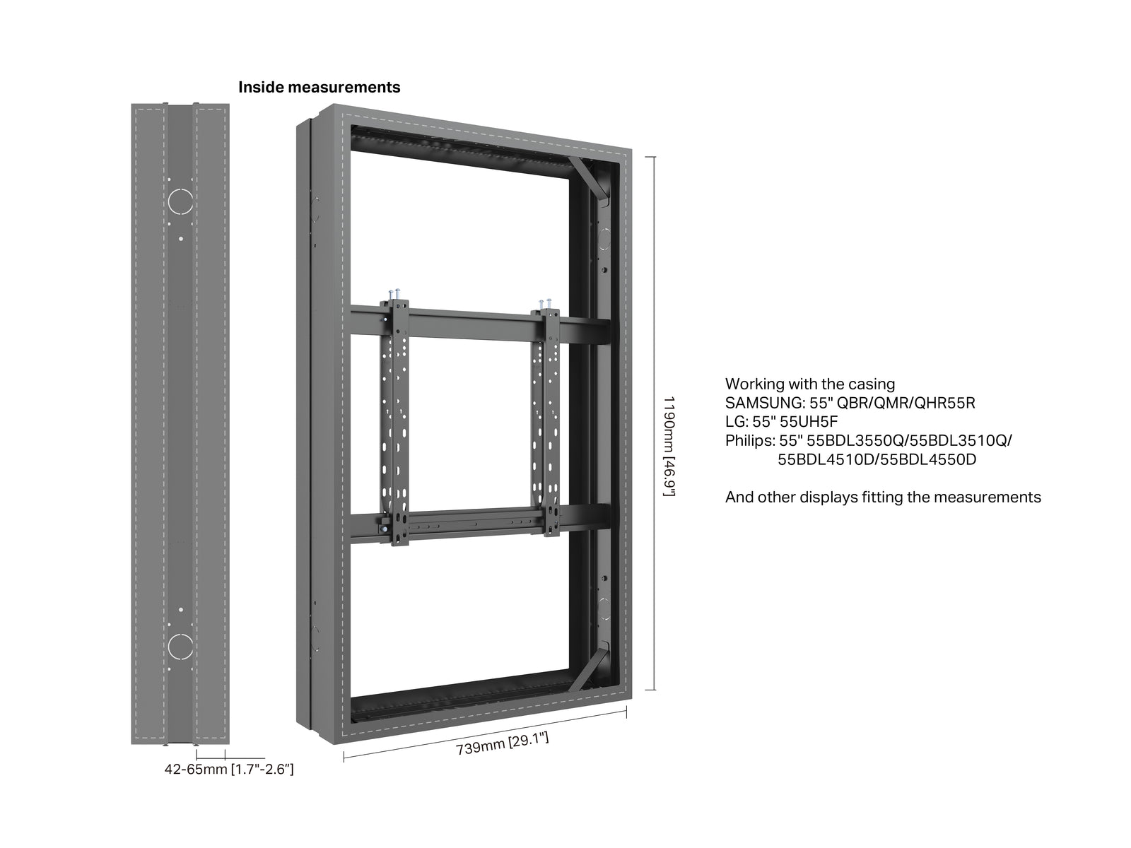 Multibrackets M Pro Series Enclosure 65" Medium B2B Black Signage Display Enclosures Multibrackets