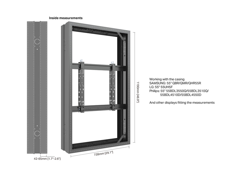 Multibrackets M Pro Series Enclosure 65" Medium B2B Black Signage Display Enclosures Multibrackets