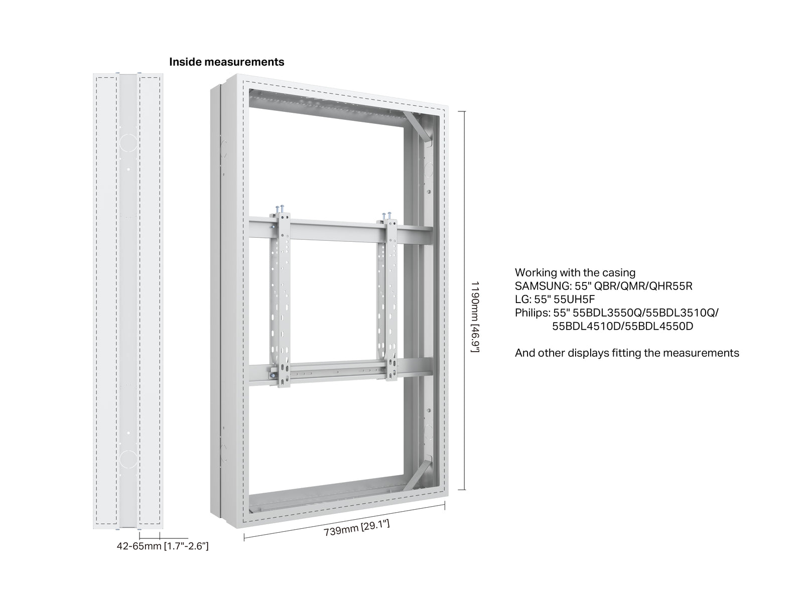 Multibrackets M Pro Series Enclosure 55" Medium B2B White Signage Display Enclosures Multibrackets