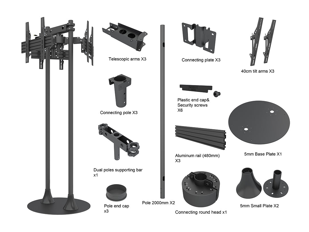 Multibrackets MBF3U M Floorstand Triple Pro - (32"-65") Floor Stand Multibrackets