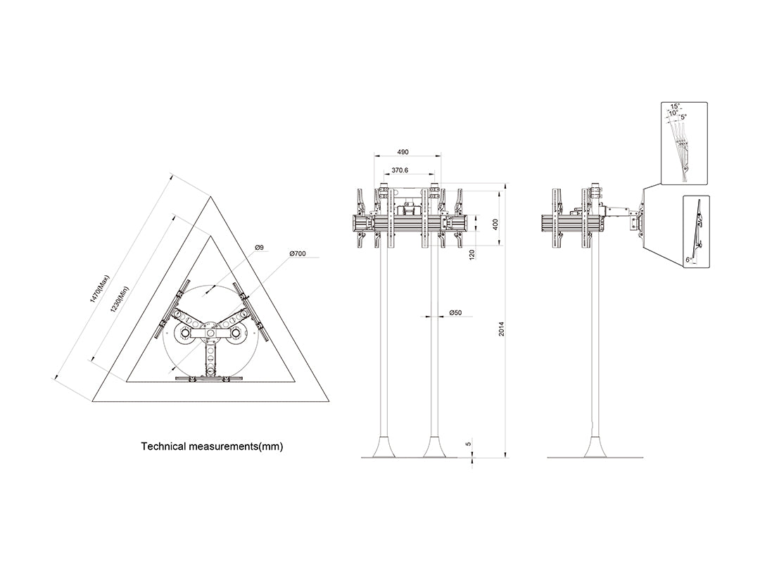 Multibrackets MBF3U M Floorstand Triple Pro - (32"-65") Floor Stand Multibrackets