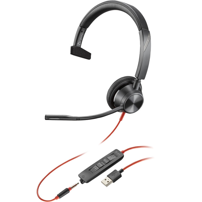 Poly Blackwire 3315 USB-A Wired Over-the-head Mono Headset | 76J12AA Headset Poly