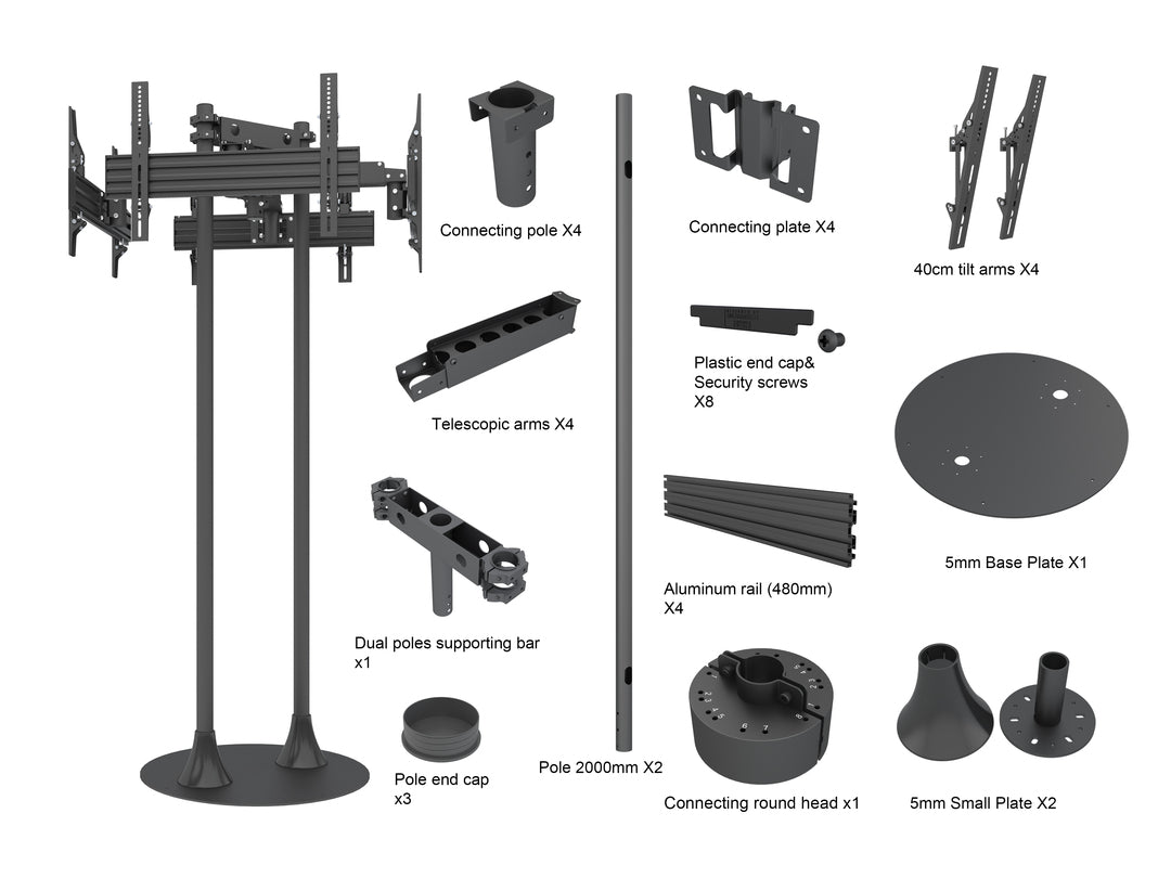 Multibrackets MBF4U M Floorstand Quad Pro - (32"-65") Floor Stand Multibrackets