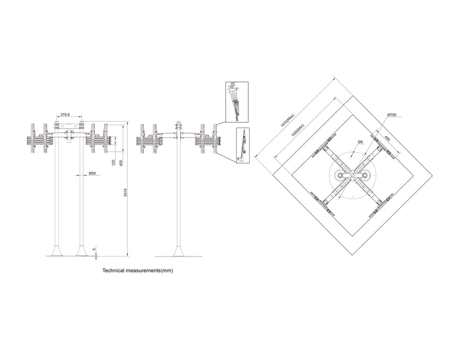 Multibrackets MBF4U M Floorstand Quad Pro - (32"-65")