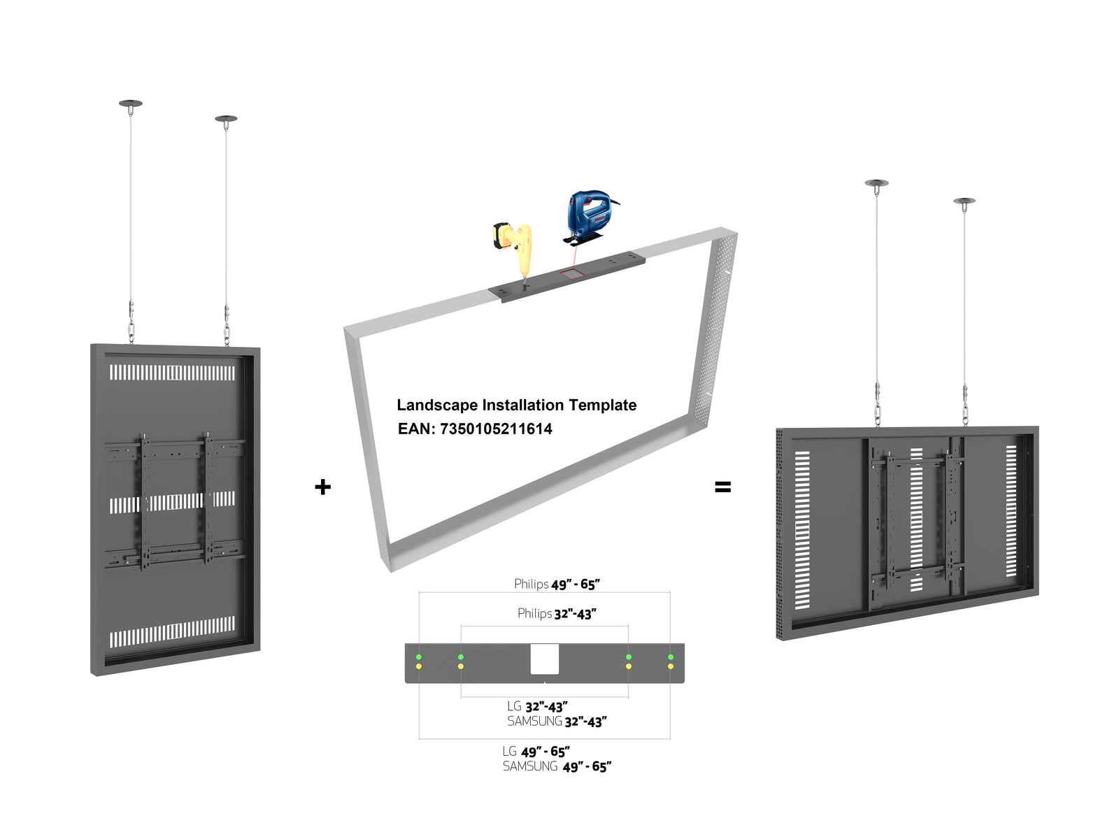 Multibrackets M Pro Series Enclosure 55" Wire Slim Medium Black Signage Display Enclosures Multibrackets