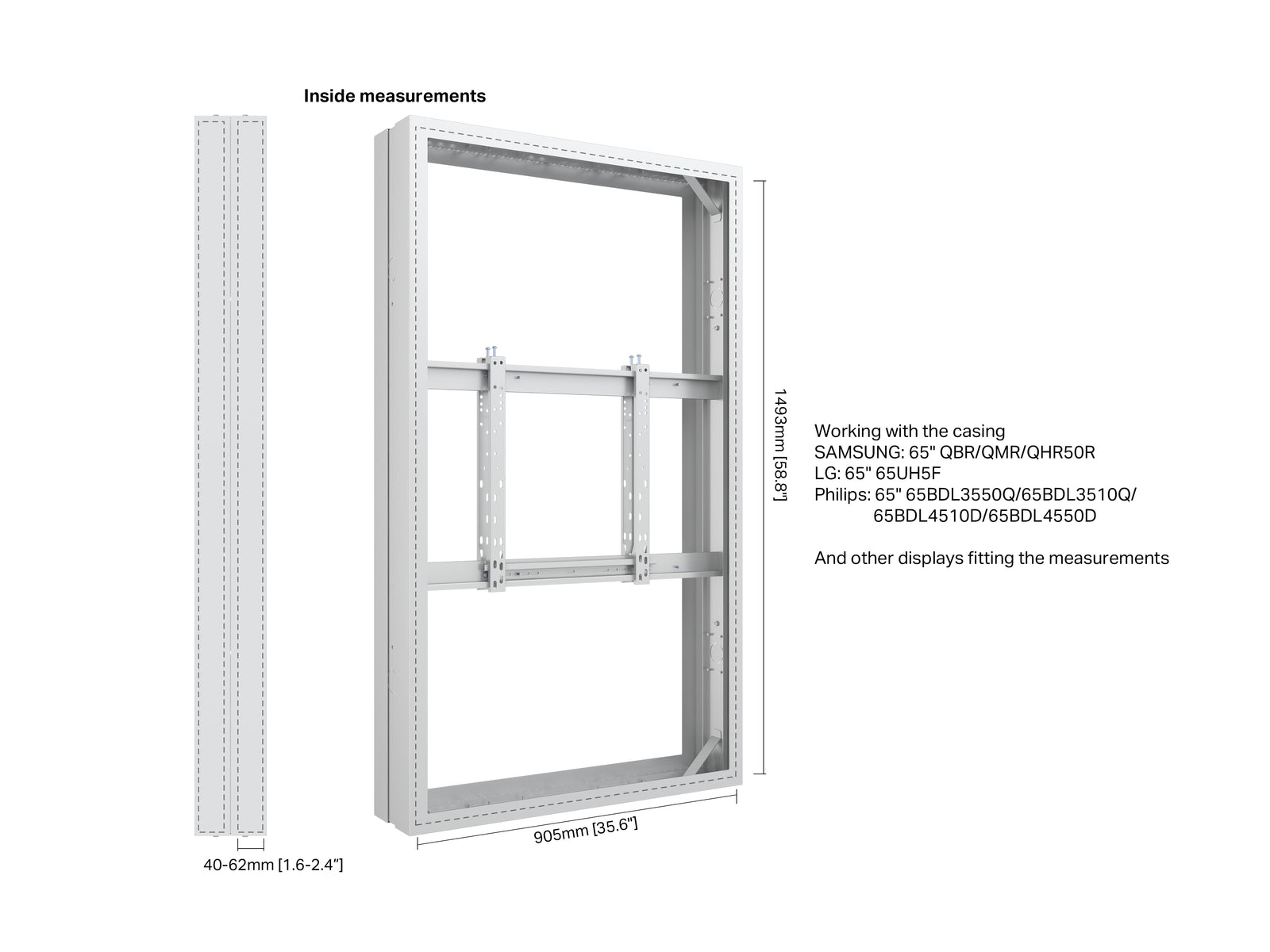 Multibrackets M Pro Series Enclosure 65" Medium B2B White Signage Display Enclosures Multibrackets