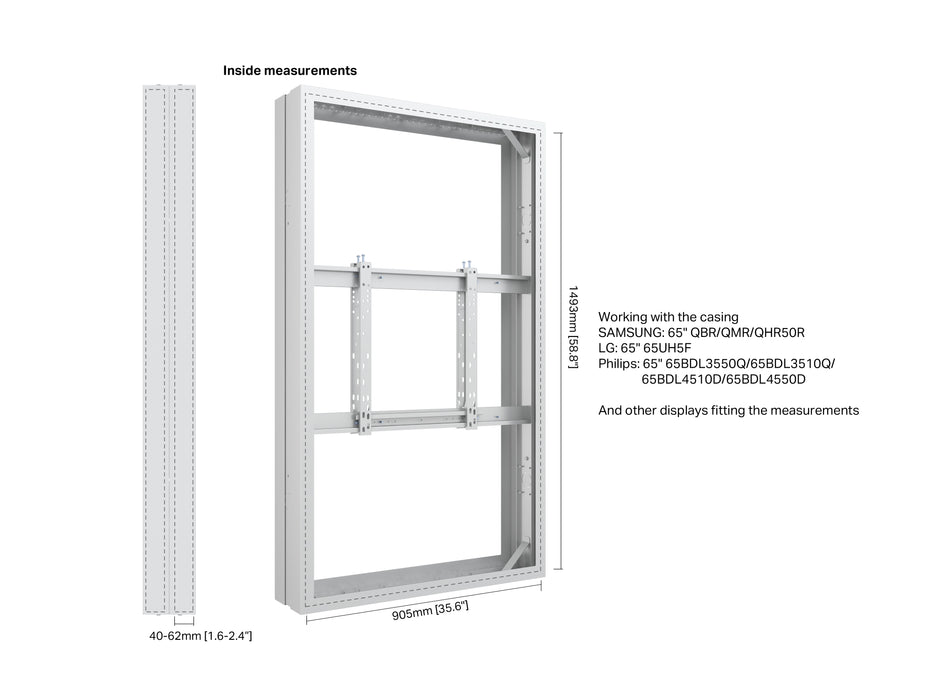 Multibrackets M Pro Series Enclosure 65" Medium B2B White Signage Display Enclosures Multibrackets