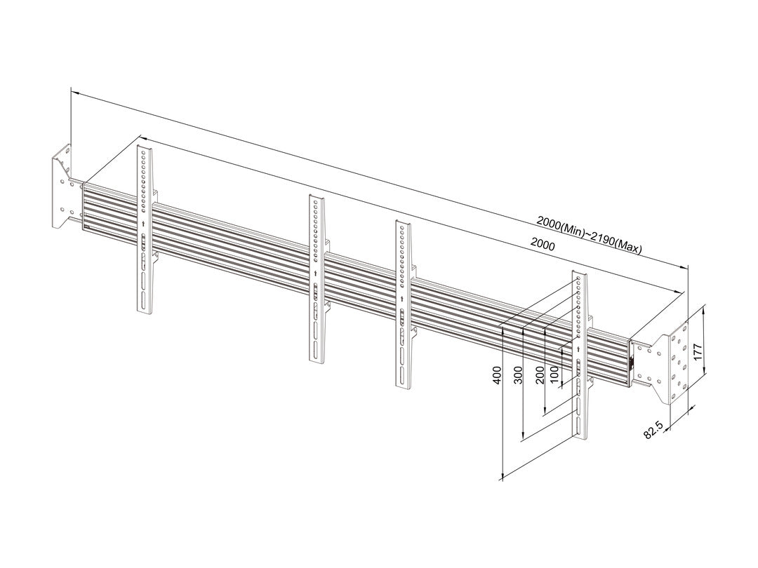 Multibrackets Fixed 32"-75" Pro Series Wall-to-Wall Display Mount For 2 Screens Wall Mount Bracket Multibrackets