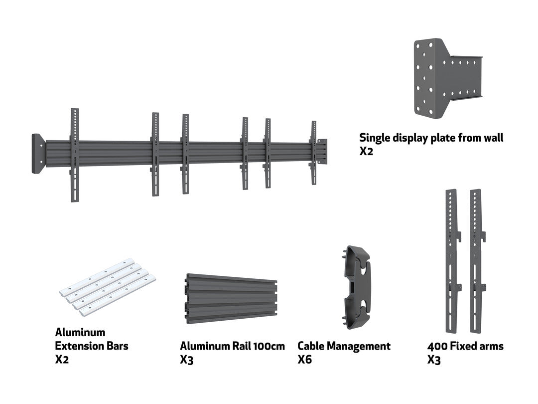 Multibrackets Fixed 32"-75" Pro Series Wall-to-Wall Display Mount For 3 Screen Wall Mount Bracket Multibrackets