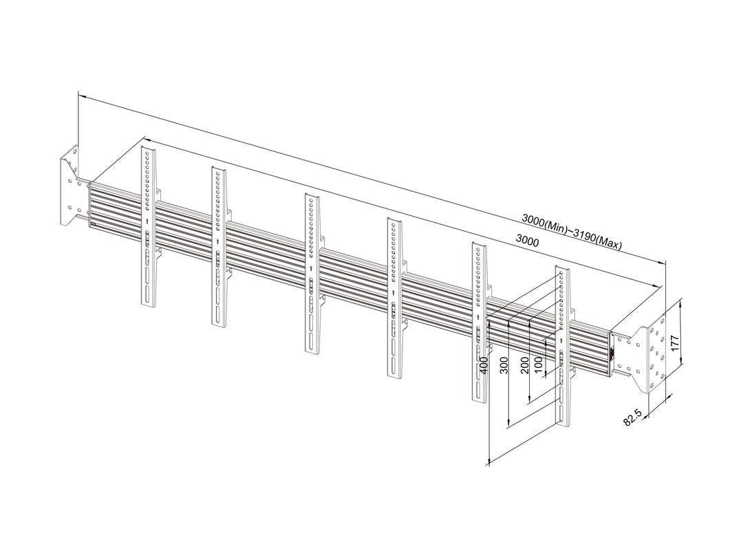 Multibrackets Fixed 32"-75" Pro Series Wall-to-Wall Display Mount For 3 Screen Wall Mount Bracket Multibrackets