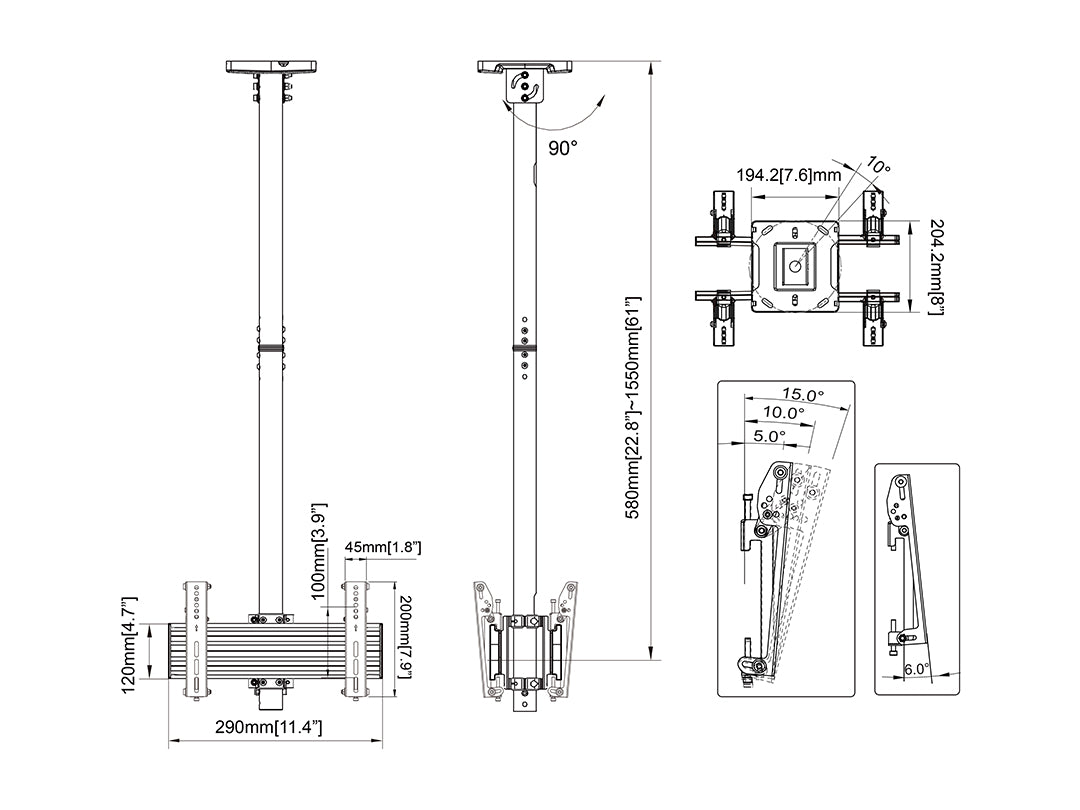 Multibrackets MBC1UX2 Display Ceiling Mount Pro Ceiling Mount Bracket Multibrackets