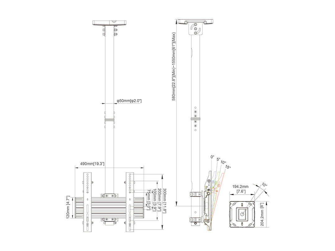 Multibrackets MBC1U Display Ceiling Mount Pro Ceiling Mount Bracket Multibrackets
