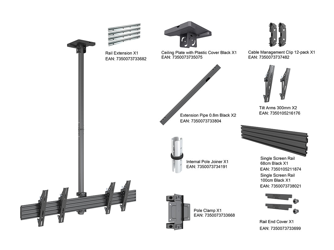 Multibrackets MBC2X1U Display Ceiling Mount Pro Ceiling Mount Bracket Multibrackets