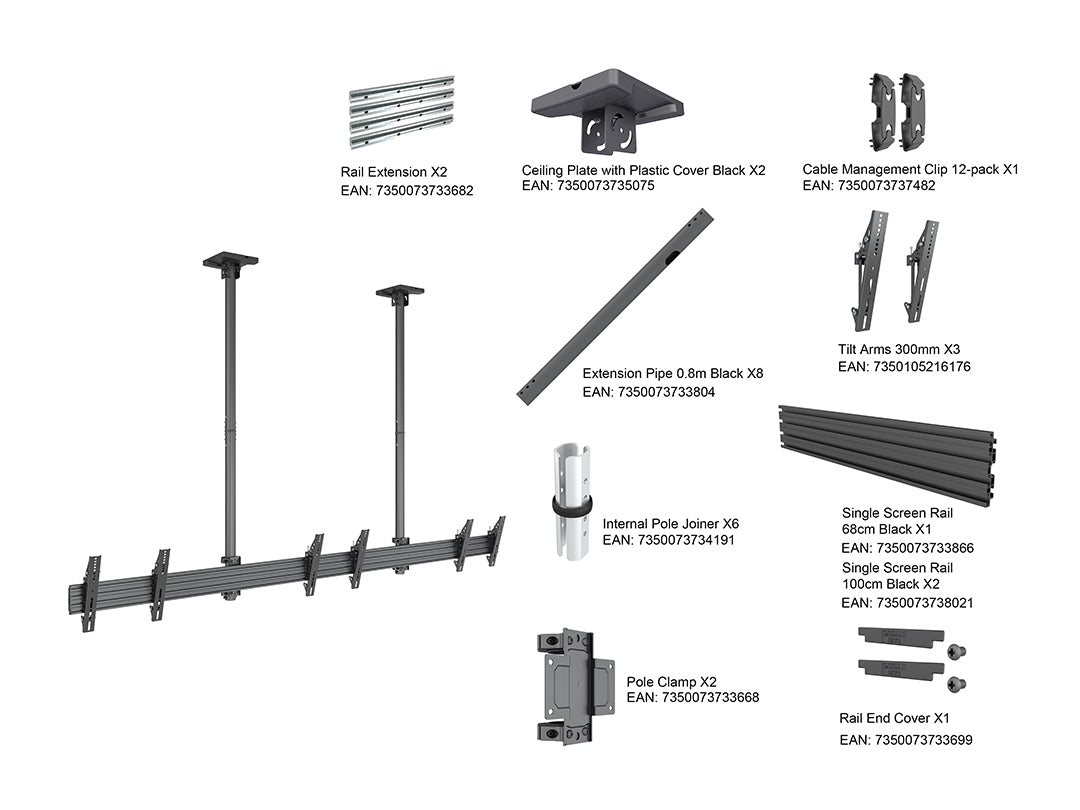 Multibrackets MBC3X1U Display Ceiling Mount Pro Ceiling Mount Bracket Multibrackets