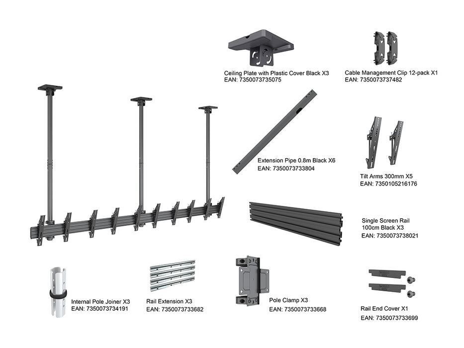 Multibrackets MBC5X1UP Display Ceilingmount Pro Ceiling Mount Bracket Multibrackets