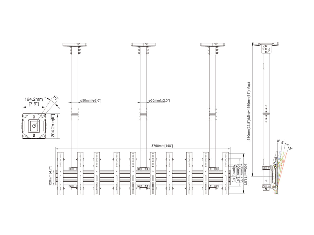 Multibrackets MBC5X1UP Display Ceilingmount Pro Ceiling Mount Bracket Multibrackets