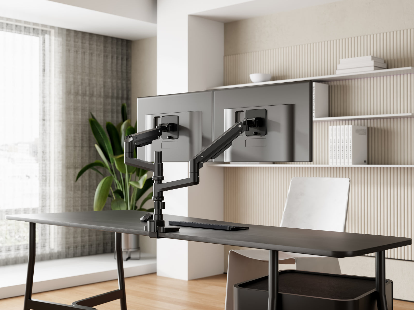 Multibrackets M Deskmount Dual Stacked Pole Monitor Mount for 15"–30" Monitors | 7350022737976