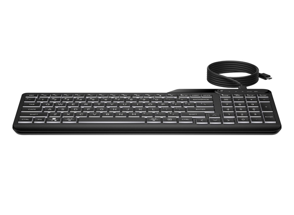 HP 400 Backlit Wired Keyboard – Full-Size, Quiet Keys | 7N7C0AA Keyboard & Mouse HP