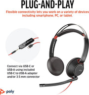 Poly Blackwire 5220 Wired Black Headset Headset Poly