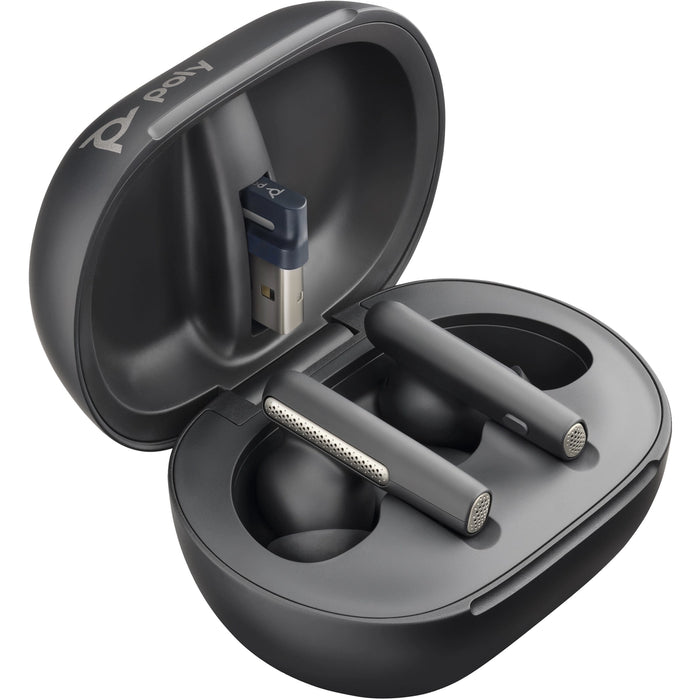 Poly Voyager Free 60 + UC Carbon Black Earbuds + BT700 USB-A Adapter + Touchscreen Charge Case | 7Y8G3AA