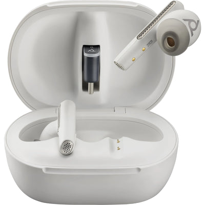 Poly Voyager Free 60+ UC White Sand Earbuds + BT700 USB-C Adapter + Touchscreen Charge Case | 7Y8G6AA Headset Poly