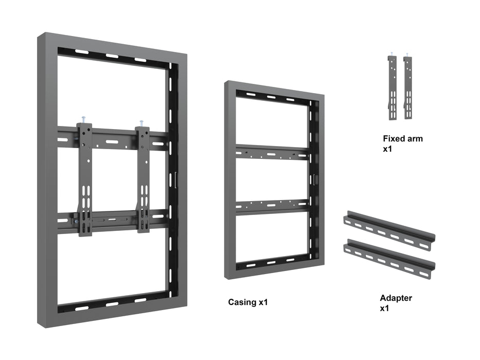 Multibrackets M Pro Series Enclosure 32" Wall Slim Small Black Signage Display Enclosures Multibrackets