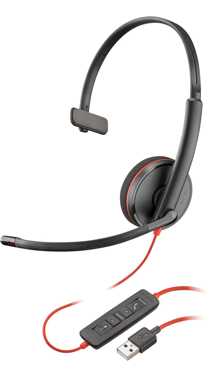 Poly 80S01AA Blackwire 3210 Wired Black Headset Headset Poly