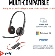 Poly Blackwire 3220 Wired Black Headset Headset Poly