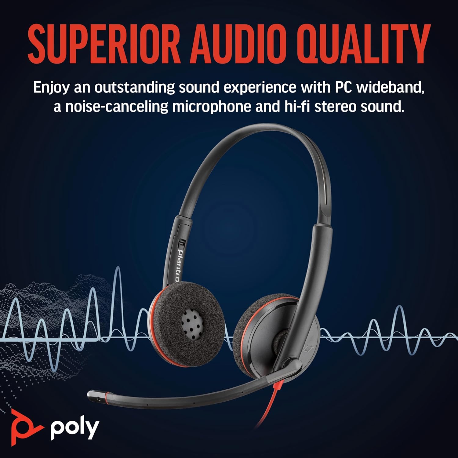 Poly Blackwire 3220 Wired Black Headset Headset Poly