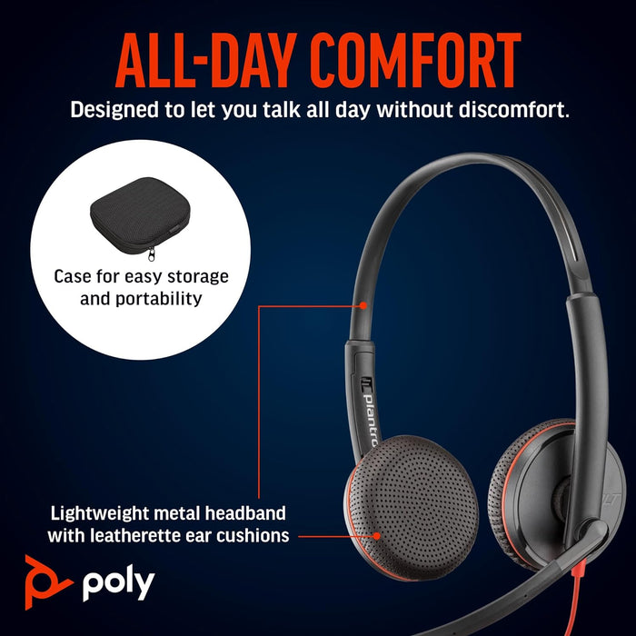 Poly Blackwire 3225 Wired Black Headset Headset Poly