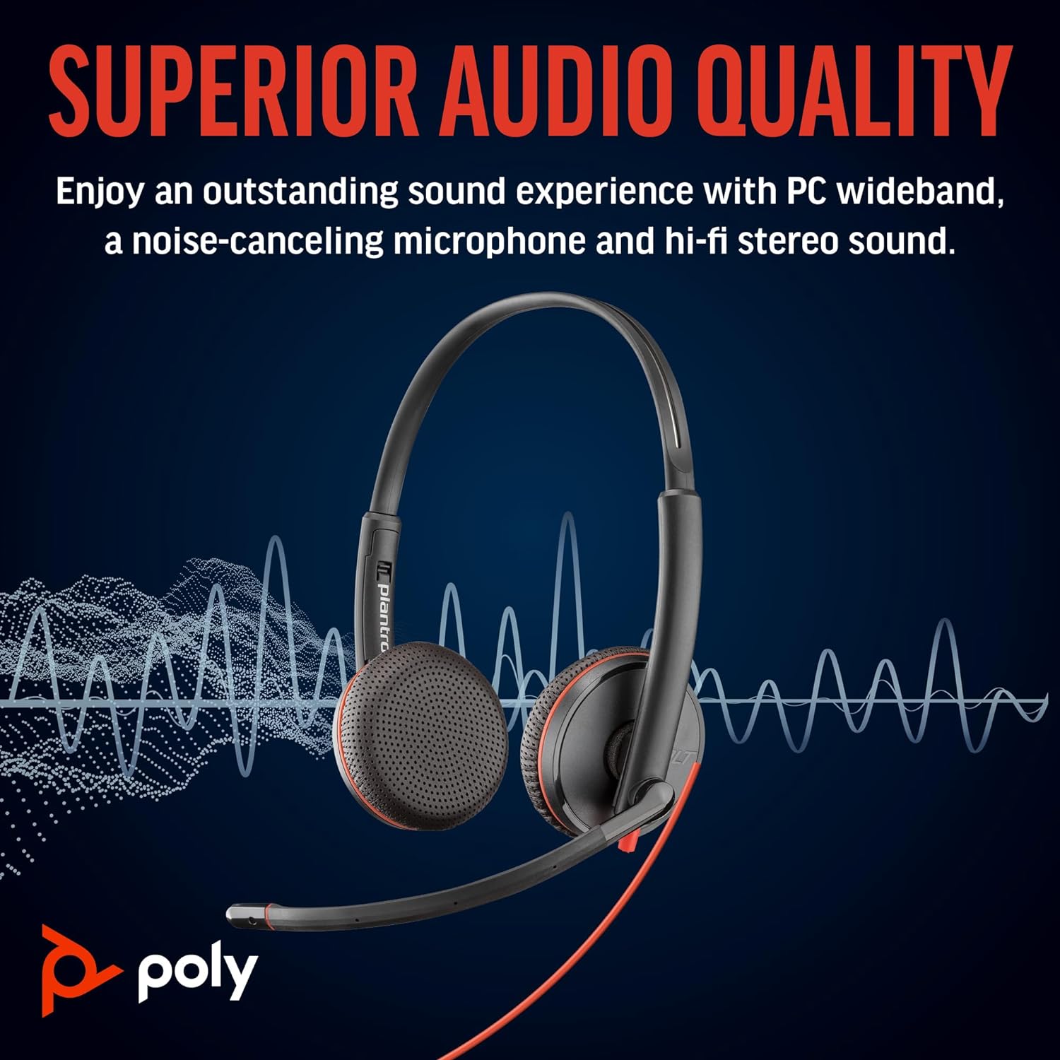 Poly Blackwire 3225 Wired Black Headset Headset Poly