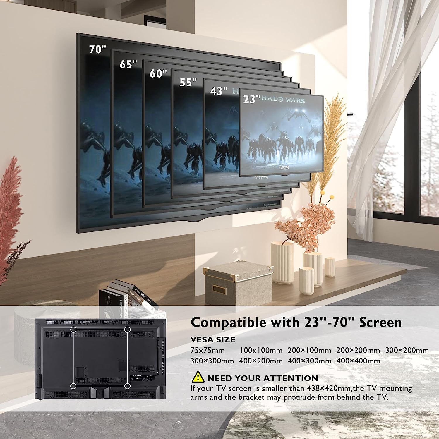 23" - 70" Moove Double Arm Full Motion TV Wall Mount | SMBR2370WB Wall Mount Bracket Moove AVMounts