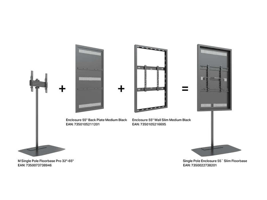 Multibrackets M Pro Series Enclosure 55" Single Pole Slim Floorbase Signage Display Enclosures Multibrackets
