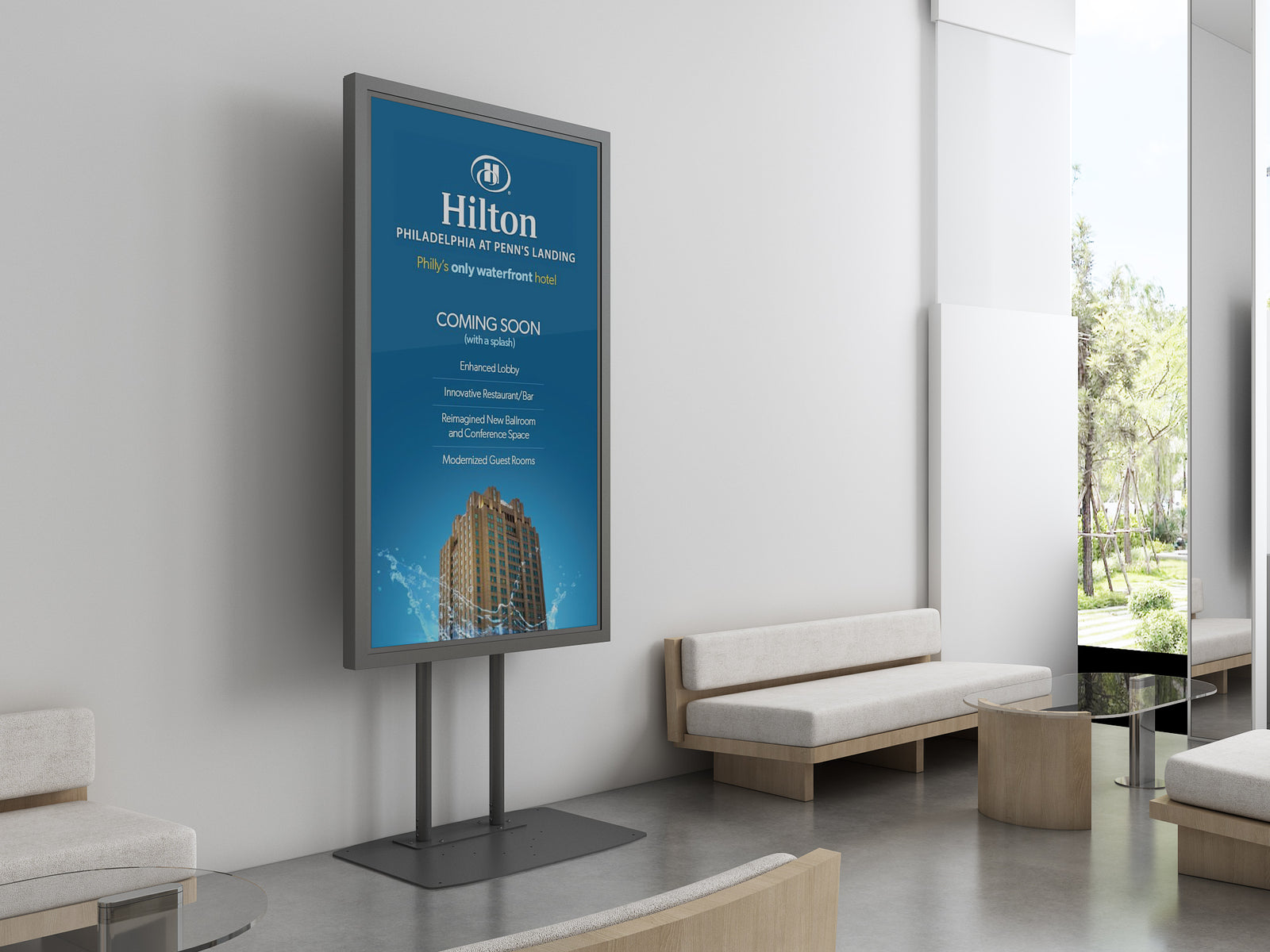 Multibrackets M Pro Series Enclosure 75" Dual Pole Slim Floorbase Signage Display Enclosures Multibrackets