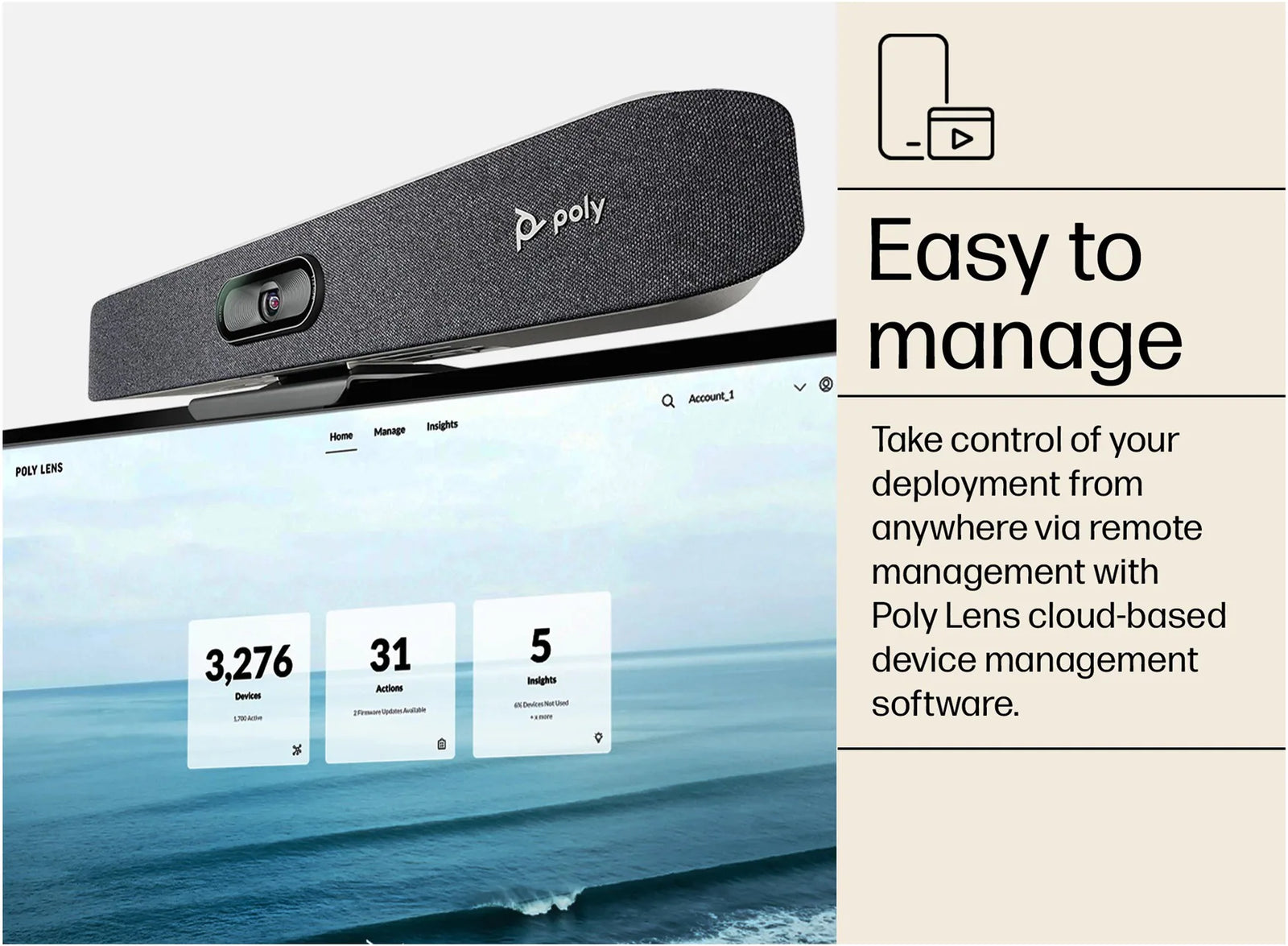 Poly Studio X30 All-In-One Video Bar with TC8 Controller Kit | 83Z46AA#ABU Video Conferencing System Poly