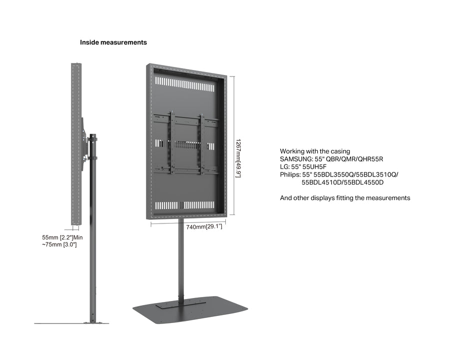 Multibrackets M Pro Series Enclosure 55" Single Pole Floorbase Signage Display Enclosures Multibrackets