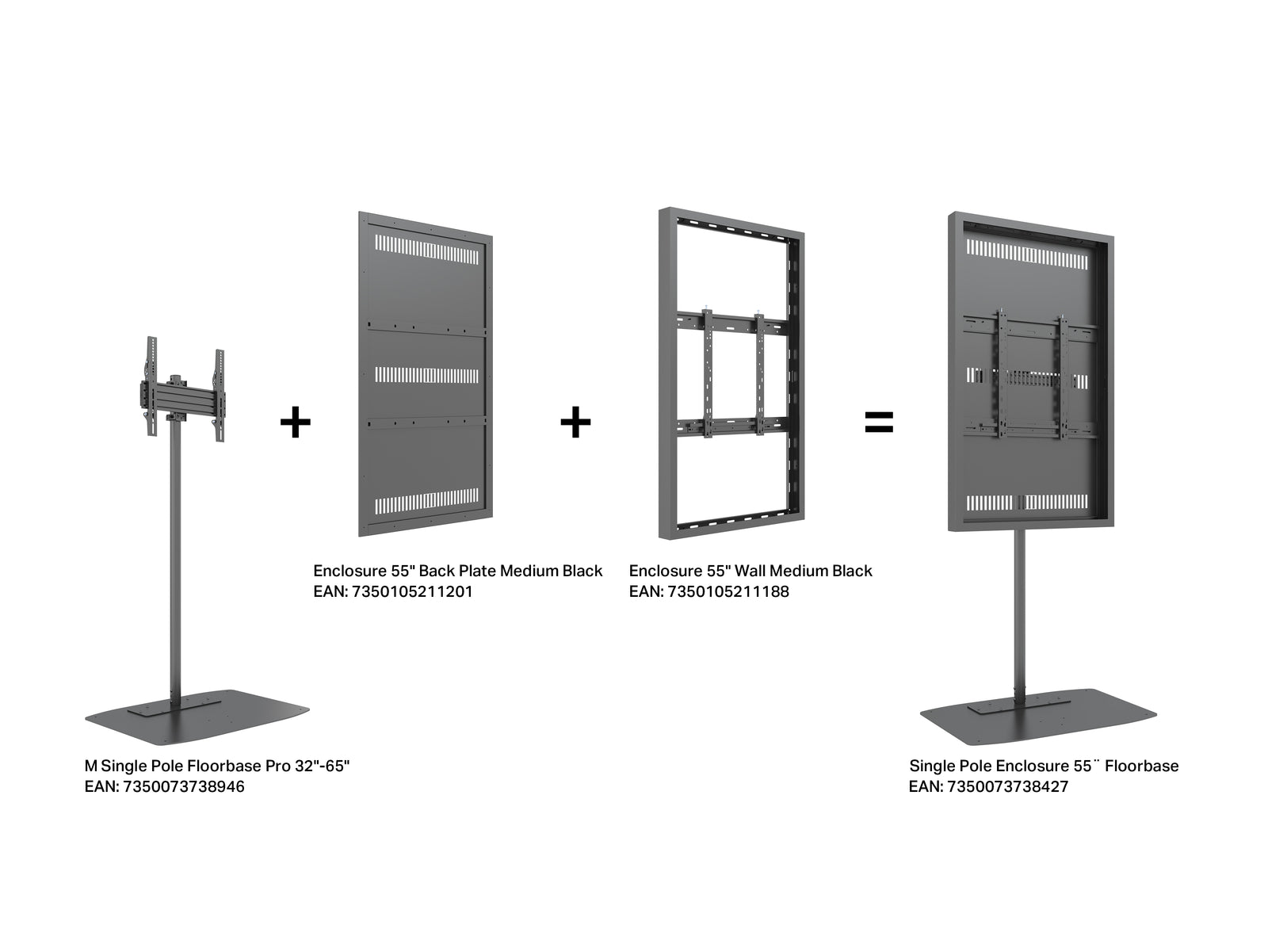 Multibrackets M Pro Series Enclosure 55" Single Pole Floorbase Signage Display Enclosures Multibrackets