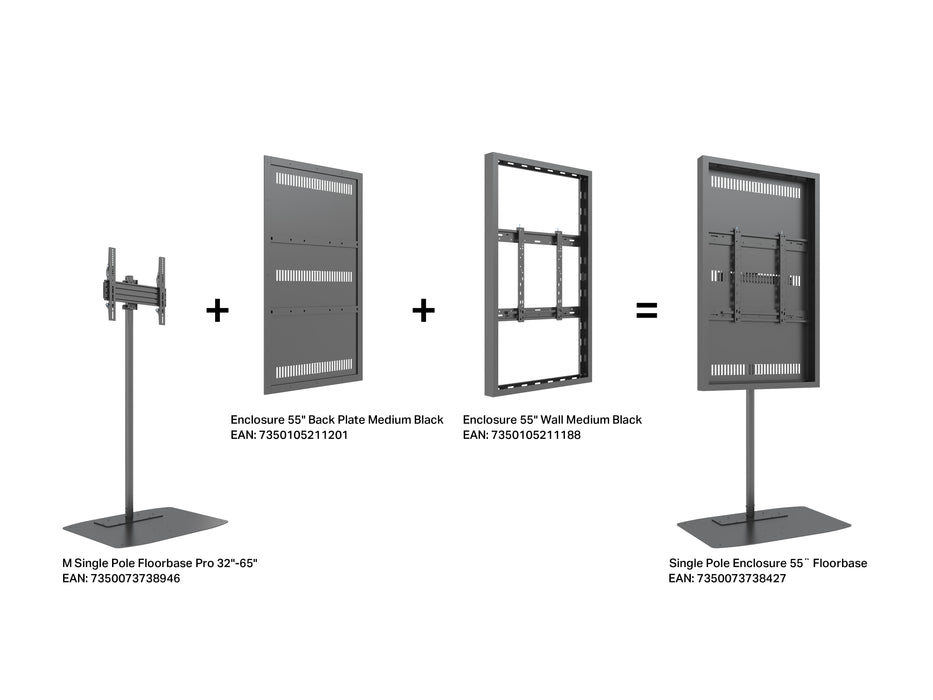 Multibrackets M Pro Series Enclosure 55" Single Pole Floorbase Signage Display Enclosures Multibrackets