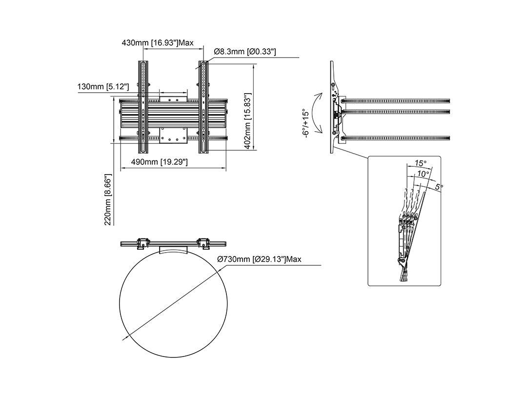 Multibrackets Pro Series M Wallmount Column - (32"-65") Wall Mount Bracket Multibrackets