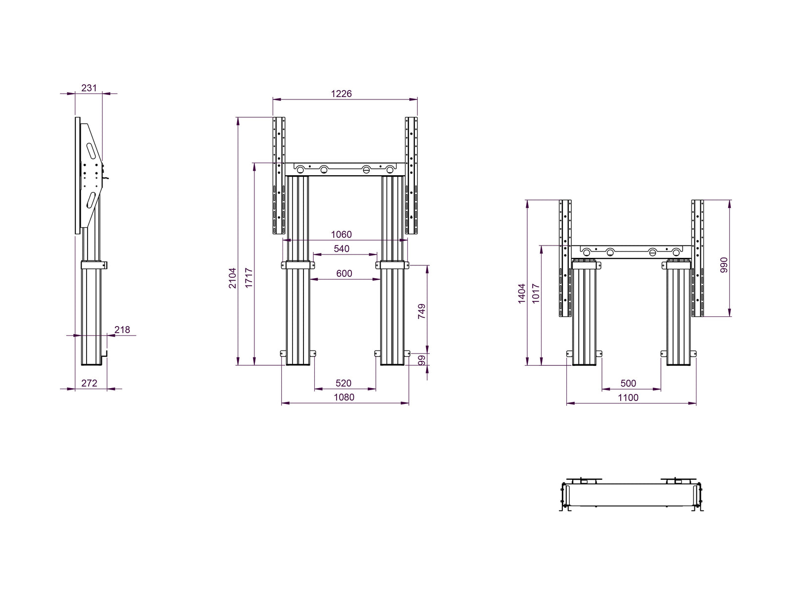 Multibrackets M Pro Motorized LED Wallstand For 110"-176" Screens | 7350022738478